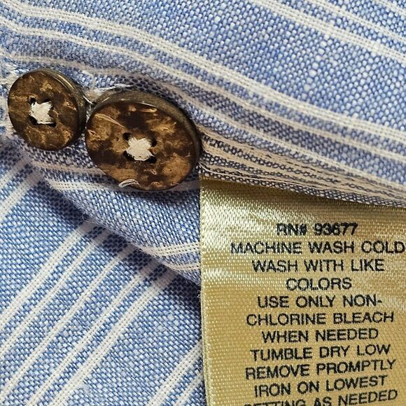 NWOT Island Shores Shirt Striped Linen Blend Button Up Summer Vacation Beach XL - Picture 7 of 11